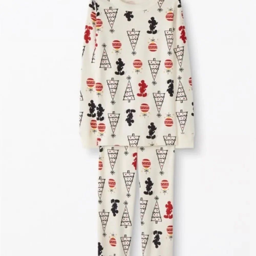 Hanna Andersson Mickey Mouse Holiday Tree Pajama Set Sz 120cm